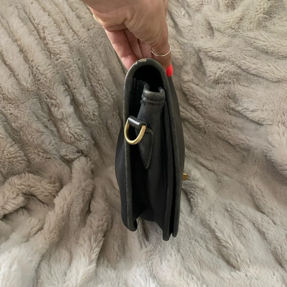 Vintage Coach Black Leather Convertible Clutch No Strap